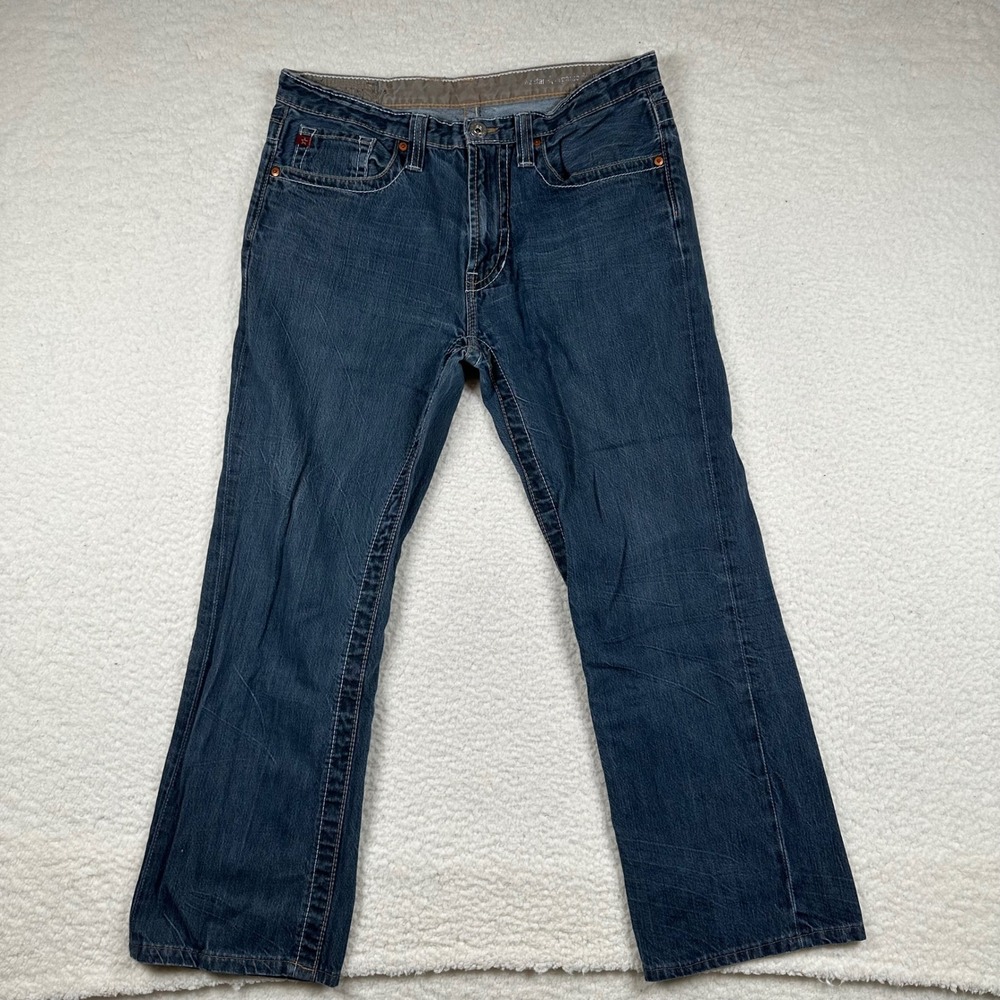 Big Star Pioneer Boot Jeans Mens Organic Denim Bootcut 34x28 Dark Blue Classic